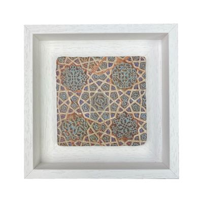 Cobalt Blue Turqouise Red Geometric Stone Tile