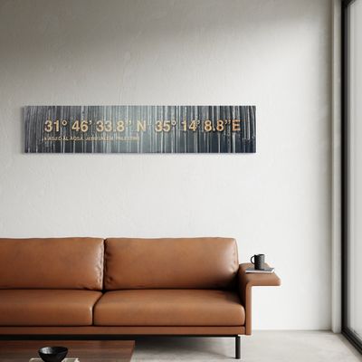 The Aqsa GPS Coordinates Grey Dome Design Original Giclée Canvas