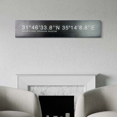 The Aqsa GPS Coordinates Keffiyeh Black Design Original Giclée Canvas