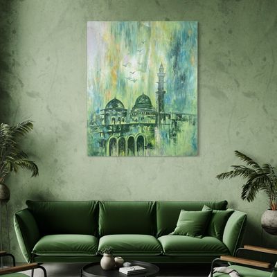 Green Domes - Original hand engraved knife calligraphy painting