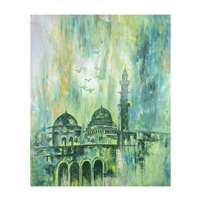 Green Domes - Original hand engraved knife calligraphy painting