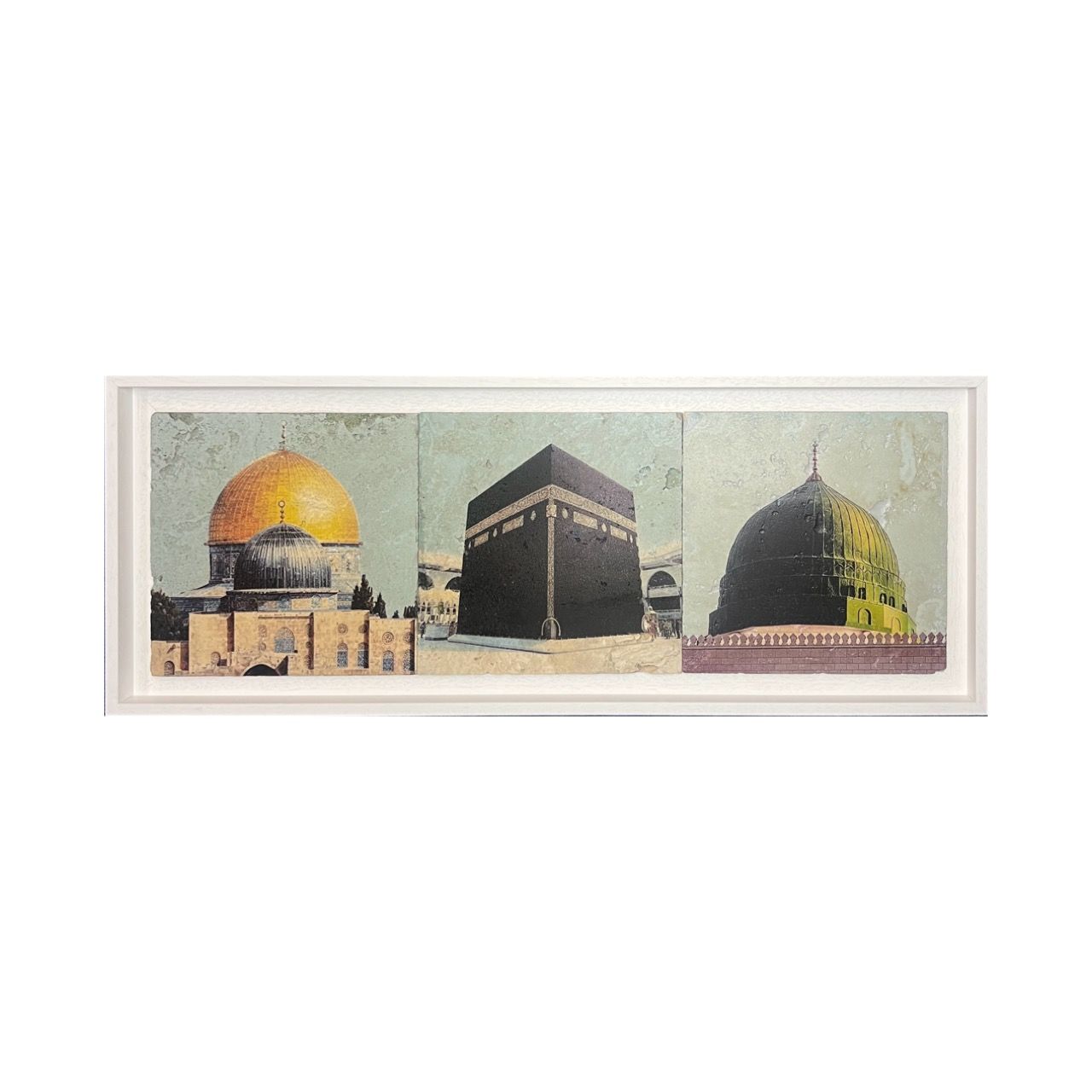 The Sacred Sanctuaries – Islam’s Holiest Sites Stone Art, Size: Medium, Frame Colour: White
