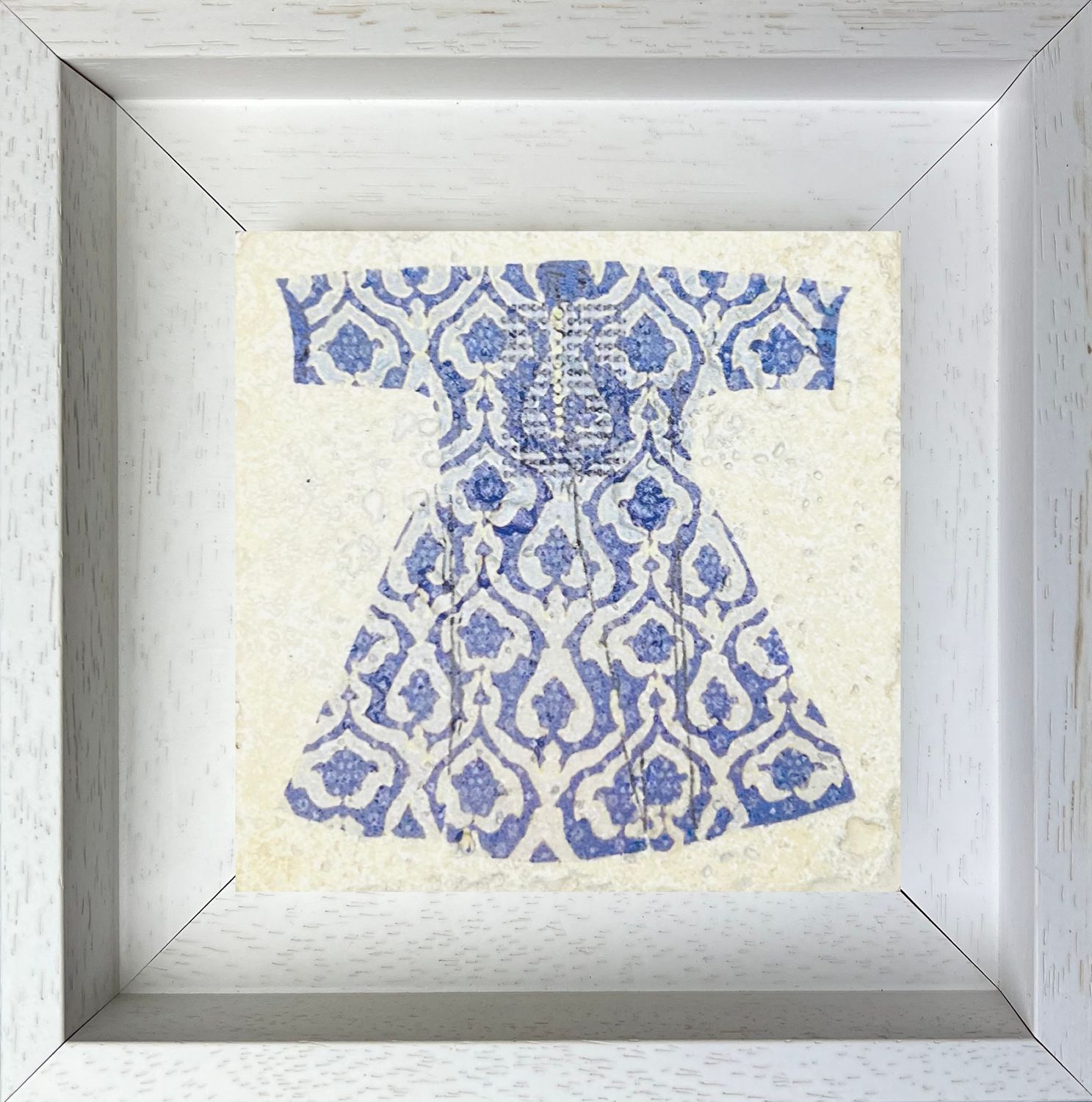 Blue Kaftan Stone Art, Size: Small, Frame Colour: White