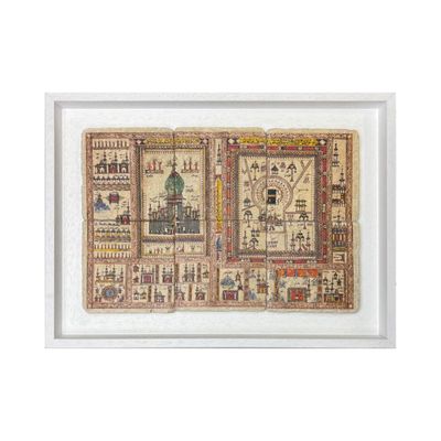 Islamic Gift Mosaic Hajj Map of Mecca &amp; Medina Circa 1263 AH/1846 AD Design Stone Art