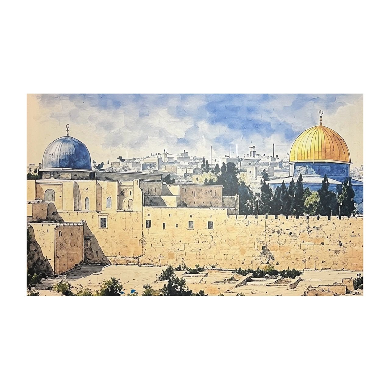 Al-Aqsa Serenity – Premium Giclée Print, Size: SMALL: 16 x 8 inch, Frame Colour: Un-framed
