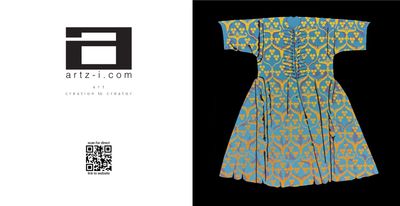 Sky Blue & Yellow Kaftan Dark Background Greeting Card