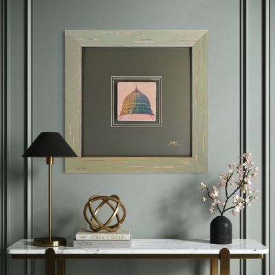 Masjid Annabawi Dome Green Mount Distressed Frame Traditional Design Stone Art