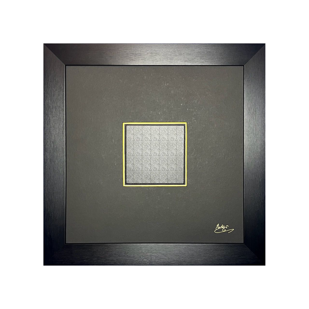 Sacred Kiswa Black in Gold – Modern Framed Islamic Art, Size: XL, Frame Colour: Black