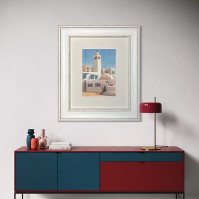 Shrine of Sidi Bou Said – Water Colour Piece in Distressed Frame