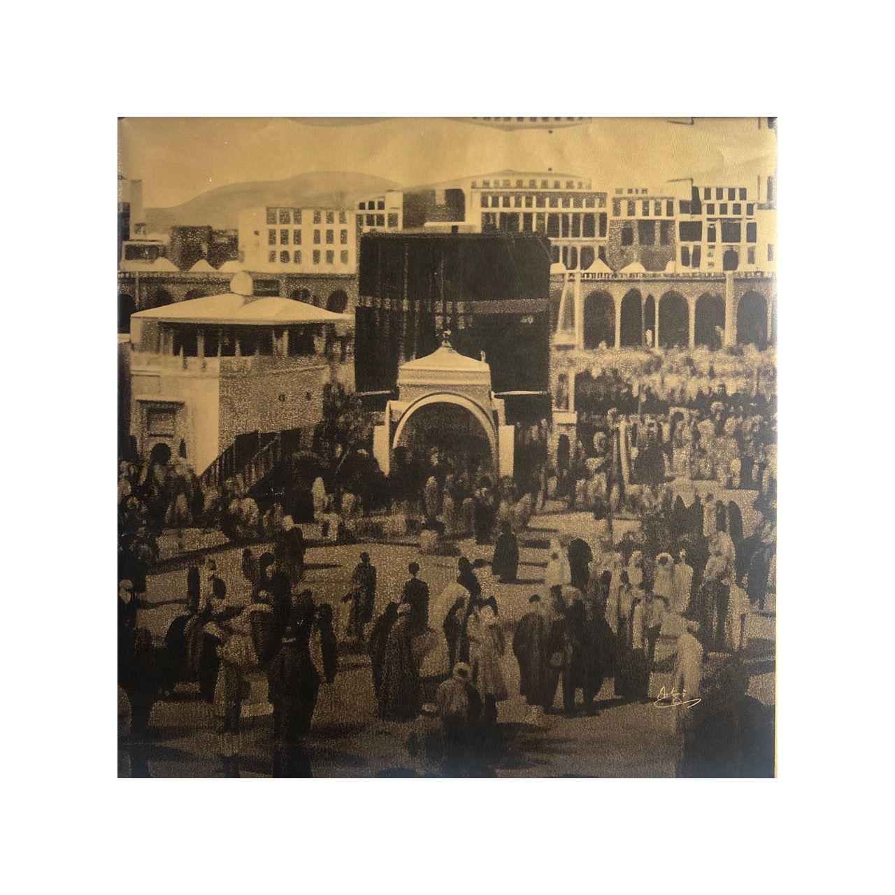 The Kaaba, Circa 1887 — Ottoman Era Gold Canvas The Kaaba, Circa 1887 — Ottoman Era Gold Canvas, Size: Medium, Frame Colour: Un-framed