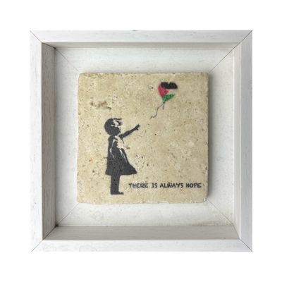 There is Always Hope Banksy's Girl with Palestine Balloon Design Stone Art There is Always Hope Banksy's Girl with Palestine Balloon Design Stone Art