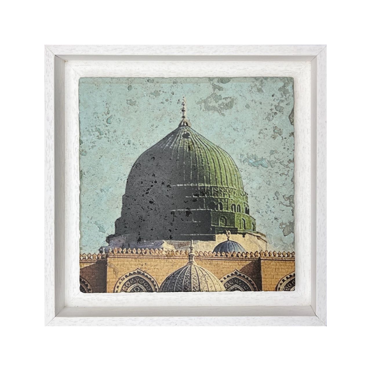 The Green Dome of Madinah – Stone Frame Art The Green Dome of Madinah – Stone Frame Art, Size: Medium, Frame Colour: White