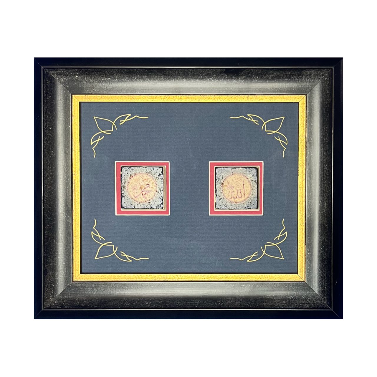 Allah & Mohammed Set/2 Green Floral Design Black Frame Allah & Mohammed Set/2 Green Floral Design Black Frame