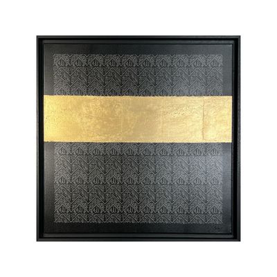 Kiswa Kaaba Gold Leaf Canvas Black Museum Frame Kiswa Kaaba Gold Leaf Canvas Black Museum Frame