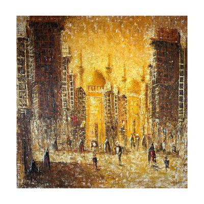 Golden Streets of Baghdad –  Textured Original Knife Oil Painting