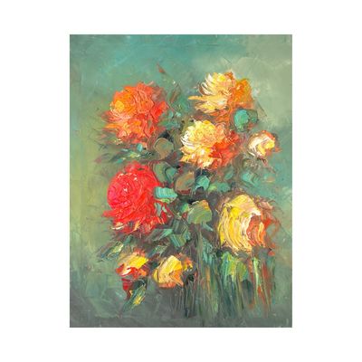 Flower Bouquet Green -  Knife Art Oil Painting