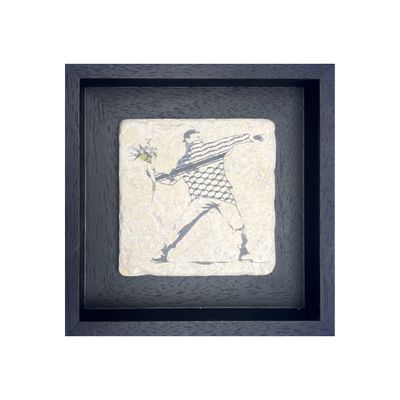 Banksy's Flower Thrower - Love Is In The Air Keffiyeh Design Stone Art Banksy's Flower Thrower - Love Is In The Air Keffiyeh Design Stone Art