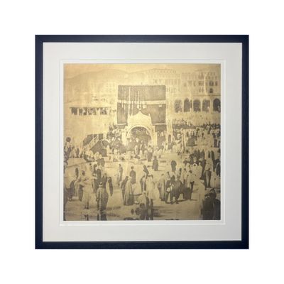 The Kaaba, Circa 1887 — Ottoman-Era Gold Canvas Presented in White Mount and Black Frame Clearance The Kaaba, Circa 1887 — Ottoman-Era Gold Canvas Presented in White Mount and Black Frame Clearance