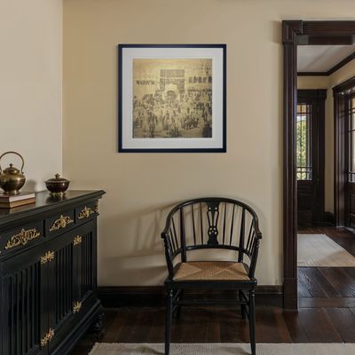 The Kaaba, Circa 1887 — Ottoman-Era Gold Canvas Presented in White Mount and Black Frame Clearance