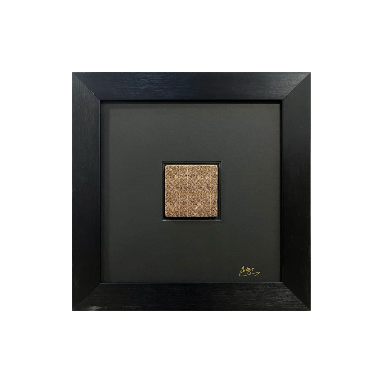 Kaaba  Kiswa Black on Gold Design – Modern Framed Islamic Art, Size: XL, Frame Colour: Black