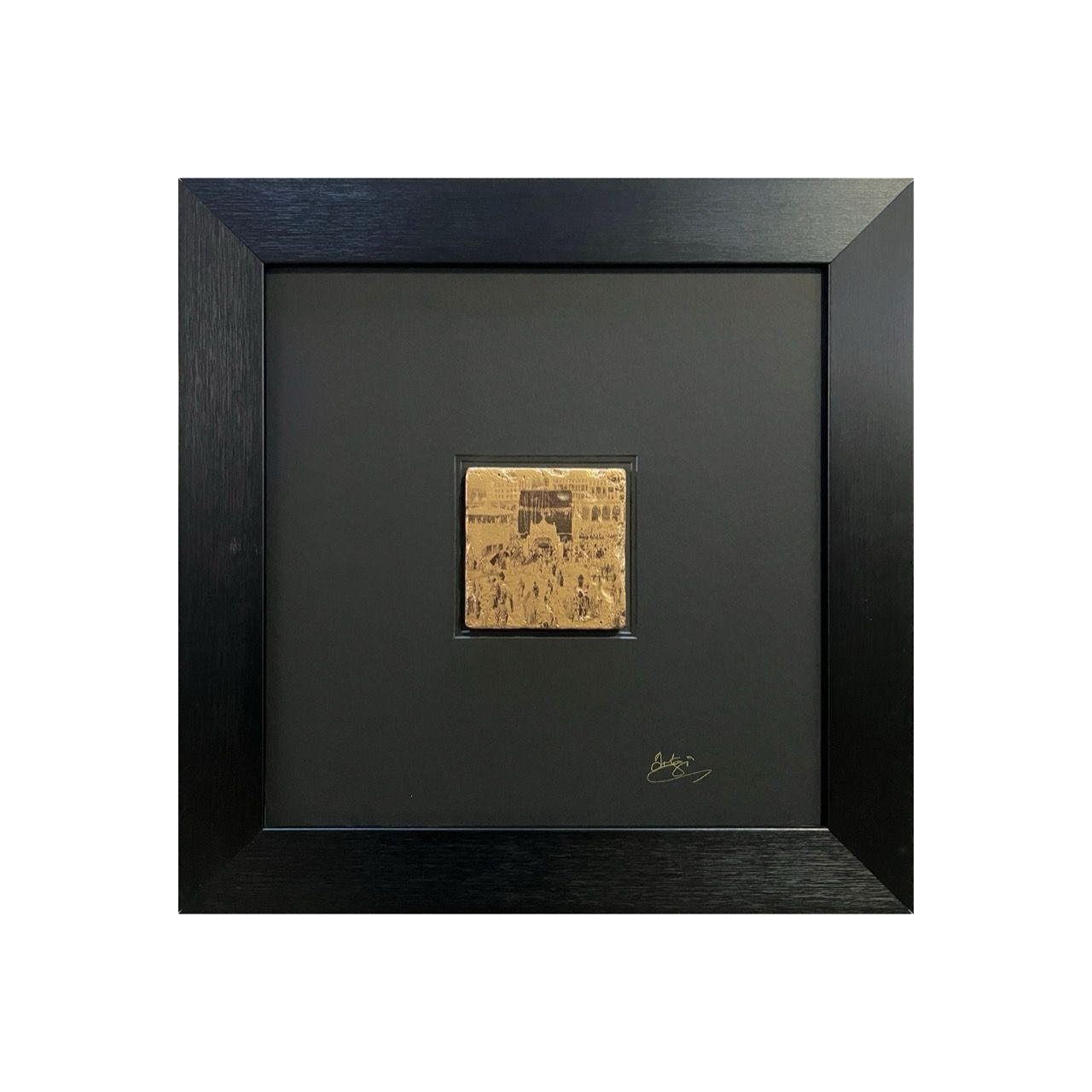 The Kaaba, Circa 1887 — Ottoman Era in Gold – Modern Framed Islamic Art, Size: XL, Frame Colour: Black