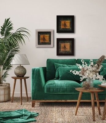 Bismillah Turgha in a Dark Green Abstract Stone Art