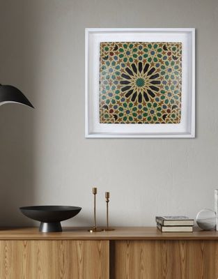 Green & Blue El Mexuar Alhambra Geometric Moorish Design Stone Art