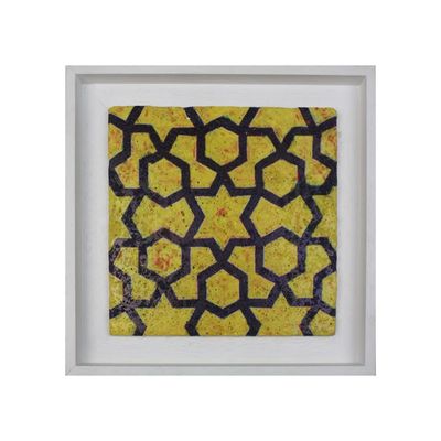 Yellow Geometric Mosaic Design Framed Stone Art