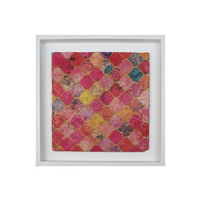 Vibrant Pink Moorish Geometric Design Framed Stone Art