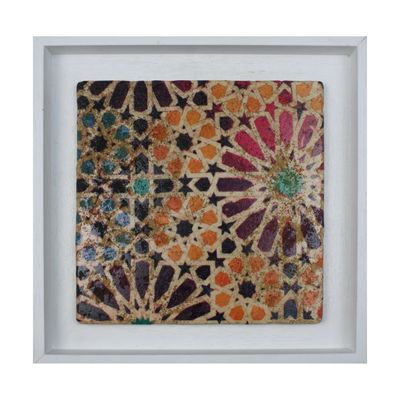 Marrakesh Moroccan Zellige Mosaic Design Framed Stone Art Vibrant Saadian Tombs