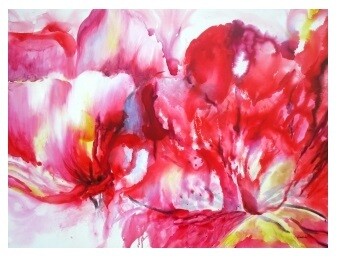 Abstract Peonies Modern High Gloss Oil Painting Canvas  Clearance
