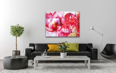 Abstract Peonies Modern High Gloss Oil Painting Canvas Clearance