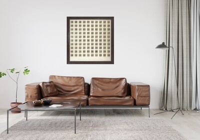 99 Names of Allah in Large Square Design in Brown Leather Veneer Frame