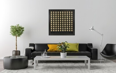 99 Names of Allah in Large Square Design in Black Leather Veneer Frame