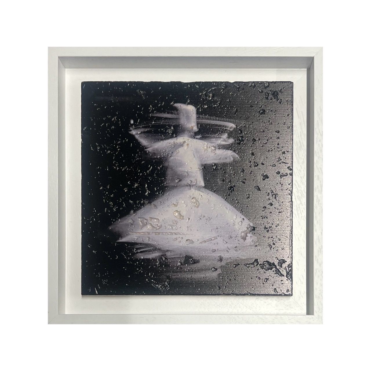 Whirling Dervish Monochrome Design Stone Art, Size: Medium, Frame Colour: White