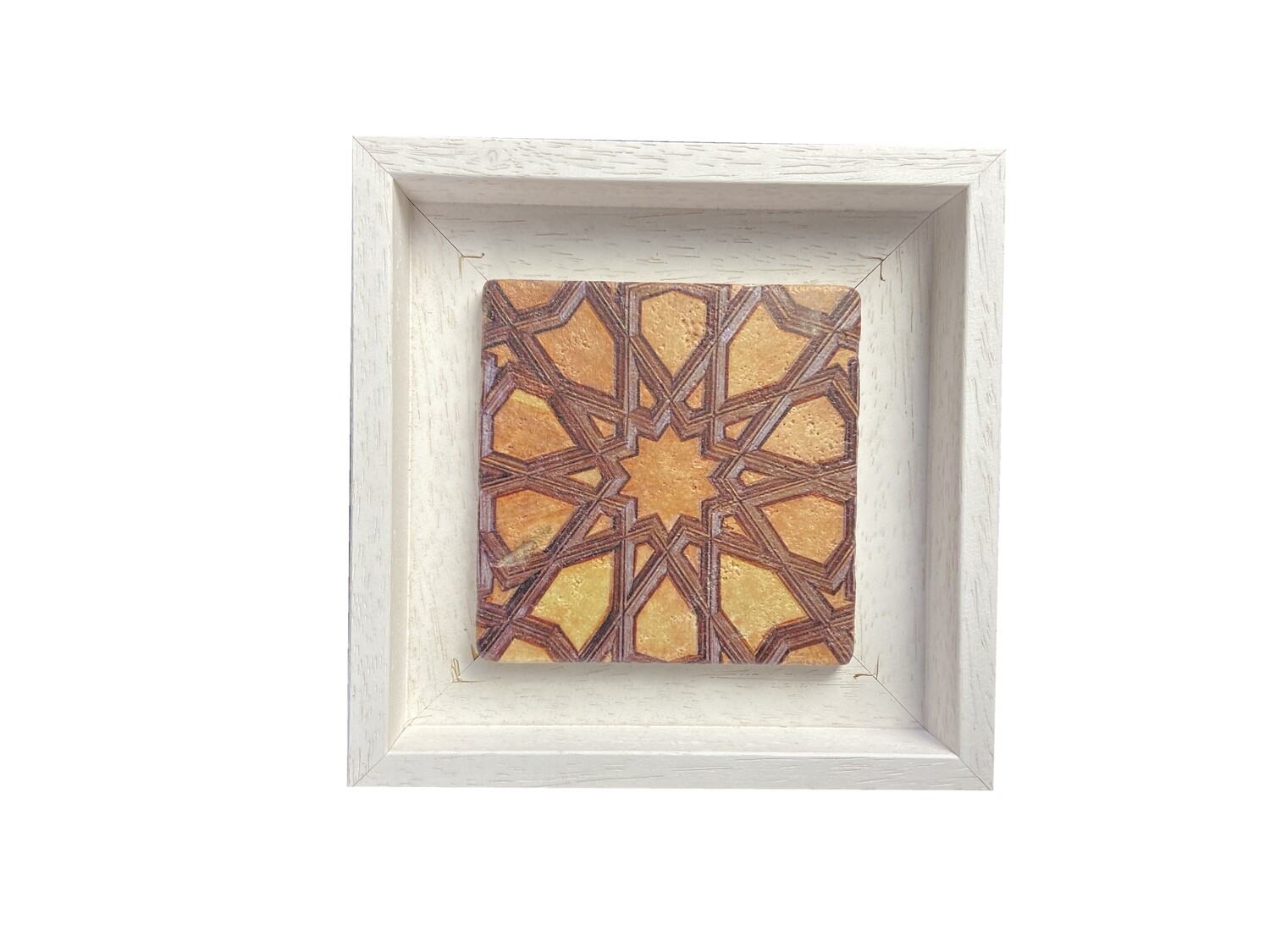 The Grand Doors of Bursa Geometric Stone Tile, Frame Colour: White, Size: Small