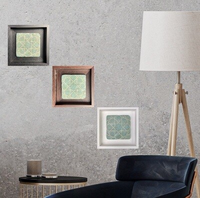 Turquoise White Seljuk Star Pattern Geometric Stone Tile