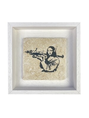 Banksy's “Mona Lisa Bazooka” Design Stone Art Banksy's “Mona Lisa Bazooka” Design Stone Art