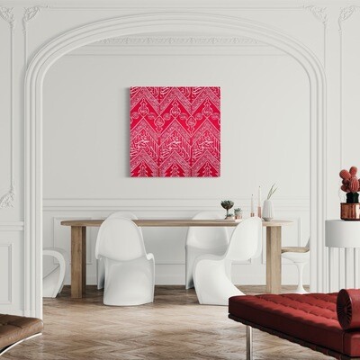 Red Tapestry of Bliss “Kiswah al-Saadat” of the Kaaba, Mecca Design Giclee Premium Print Canvas