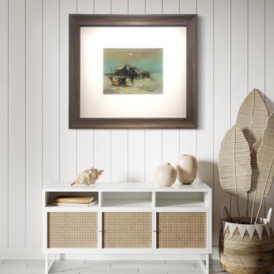 Bedouin Family &amp; Camel – Original Textured Oil Painting in Brown Frame
