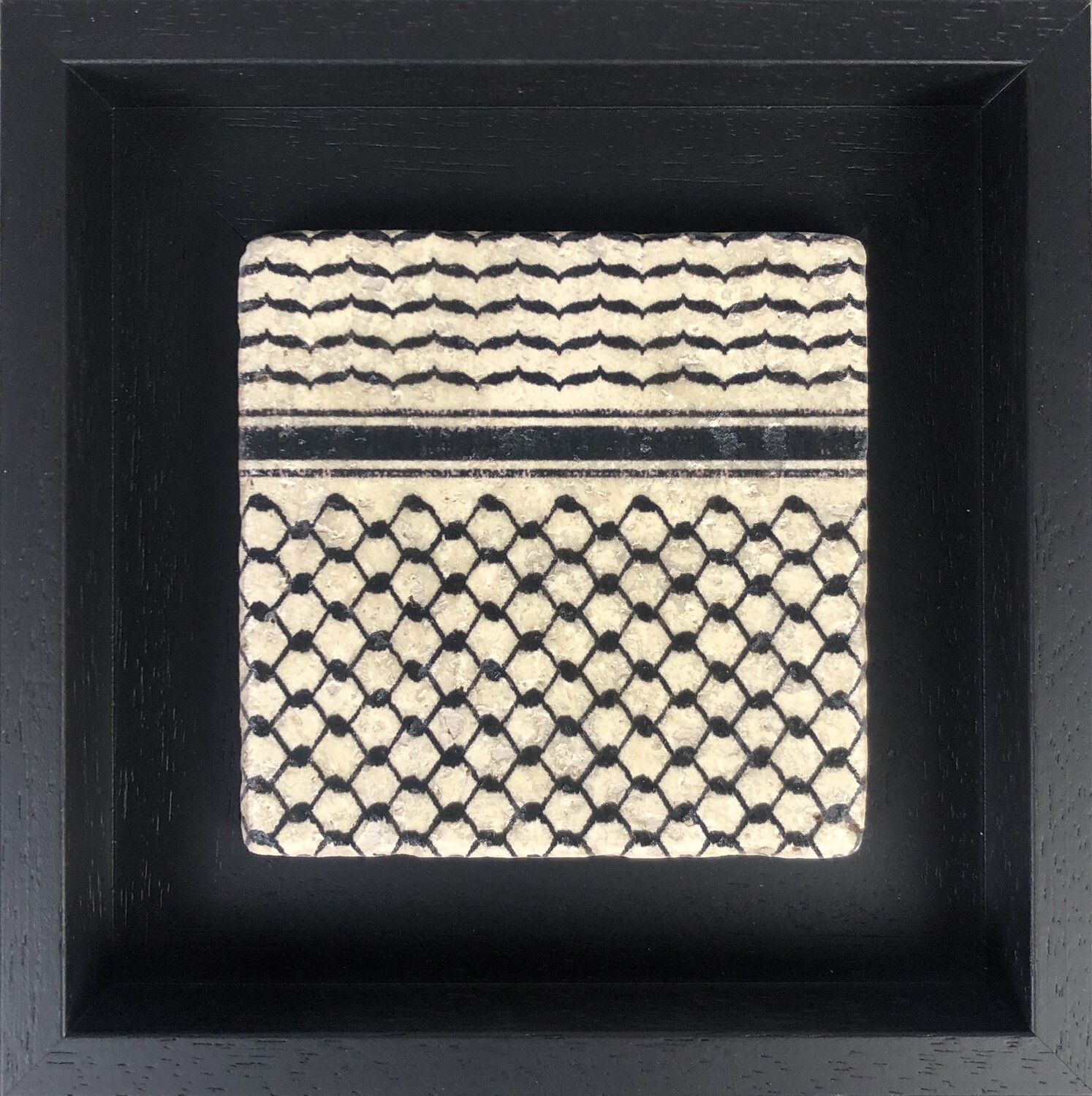 Palestinian Keffiyeh Design Stone Art, Frame Colour: Black, Size: Small