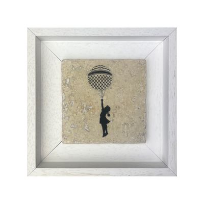 Banksy's “The Girl with the Balloons” Keffiyeh Design Stone Art Banksy's “The Girl with the Balloons” Keffiyeh Design Stone Art