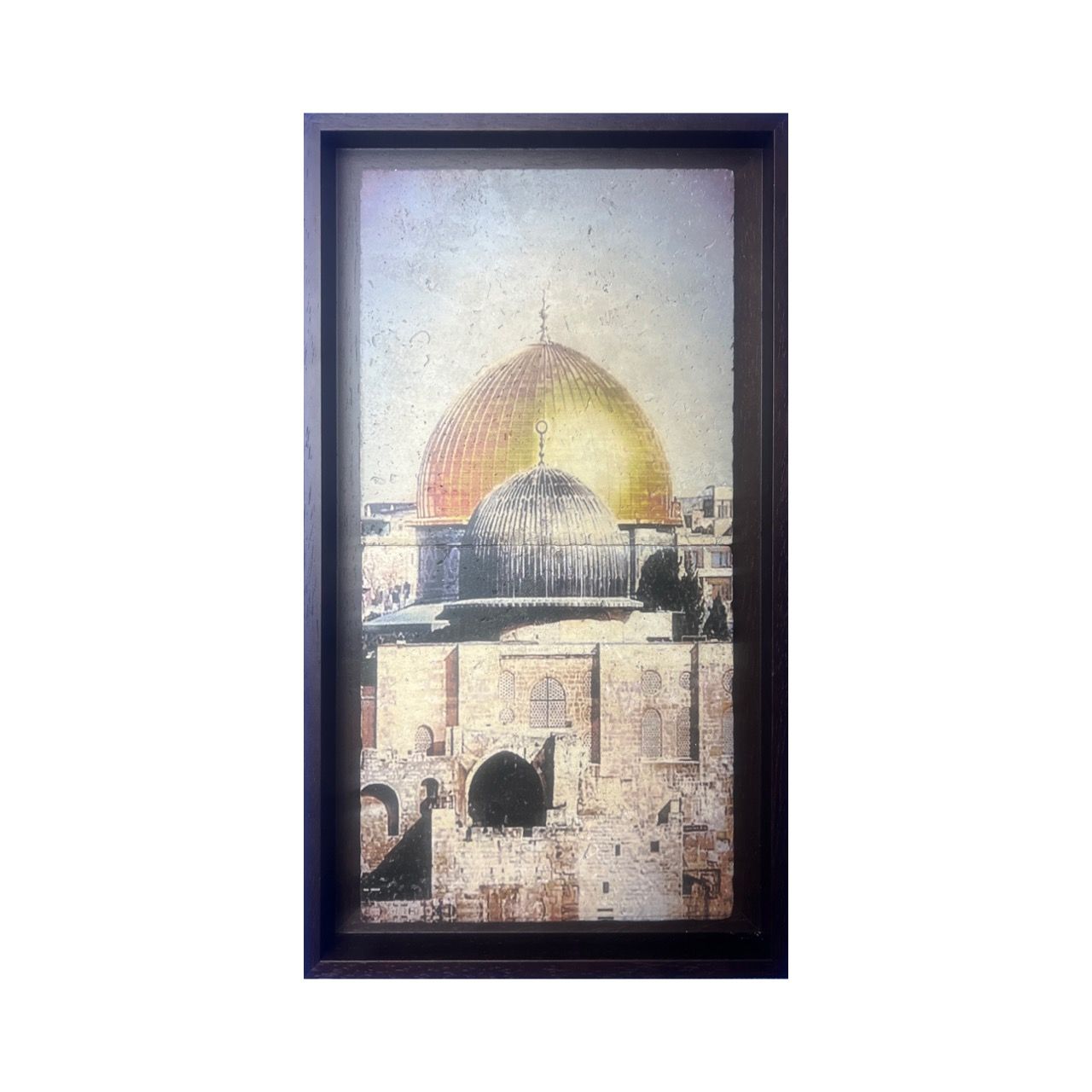 The Sacred Silhouette: Dome of the Rock &amp; Qibli Mosque Stone Art, Frame Colour: Black