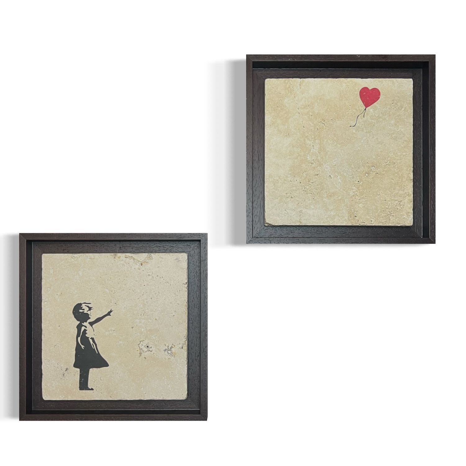 Banksy's Girl with Balloon Design Stone Art Banksy's Girl with Balloon Design Stone Art, Size: Small, Frame Colour: Black