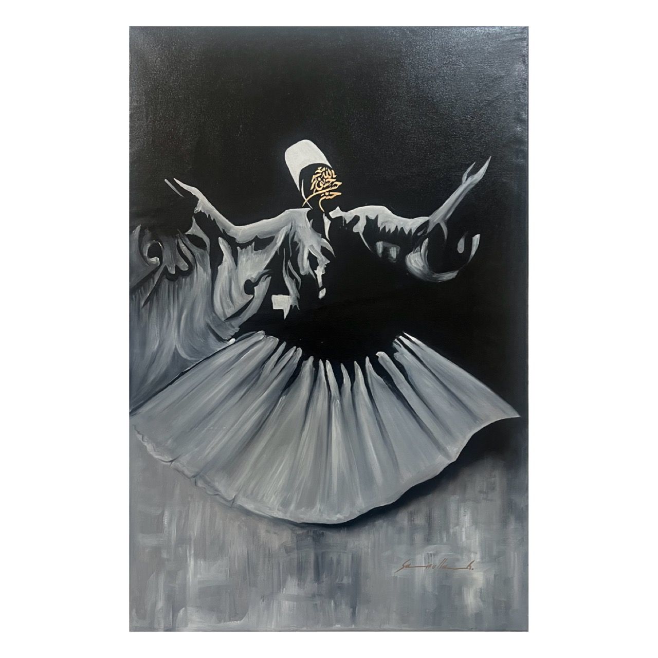 Semazen of Surrender Whirling Dervish Oil Painting, Frame Colour: Un-framed