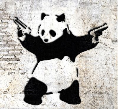 Banksy's “Panda with Guns” Design Greeting Card