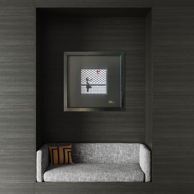 Banksy's Girl with Keffiyeh &amp; Palestine Balloon Design Museum Frame