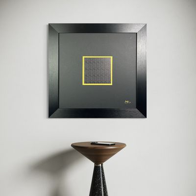 Sacred Kiswa Black in Gold Border – Modern Framed Islamic Art