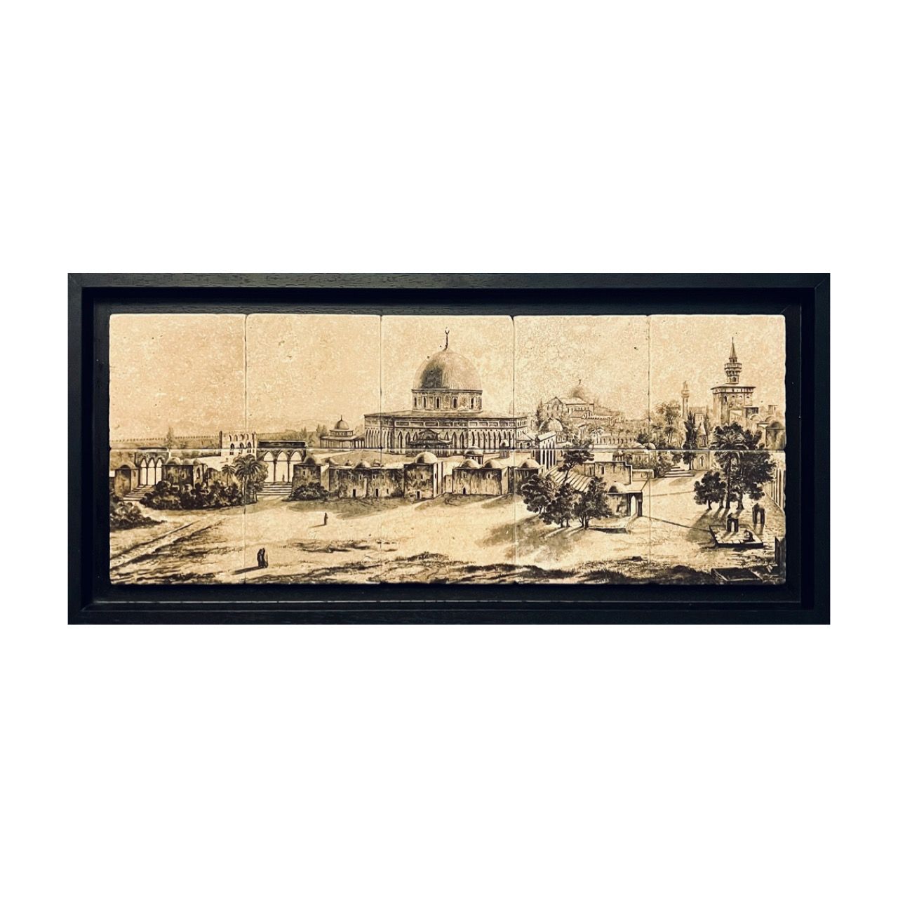 Masjid Al-Aqsa Circa 1889 Mosaic Stone Art Multiple Sizes, Frame Colour: Black, Size: Medium
