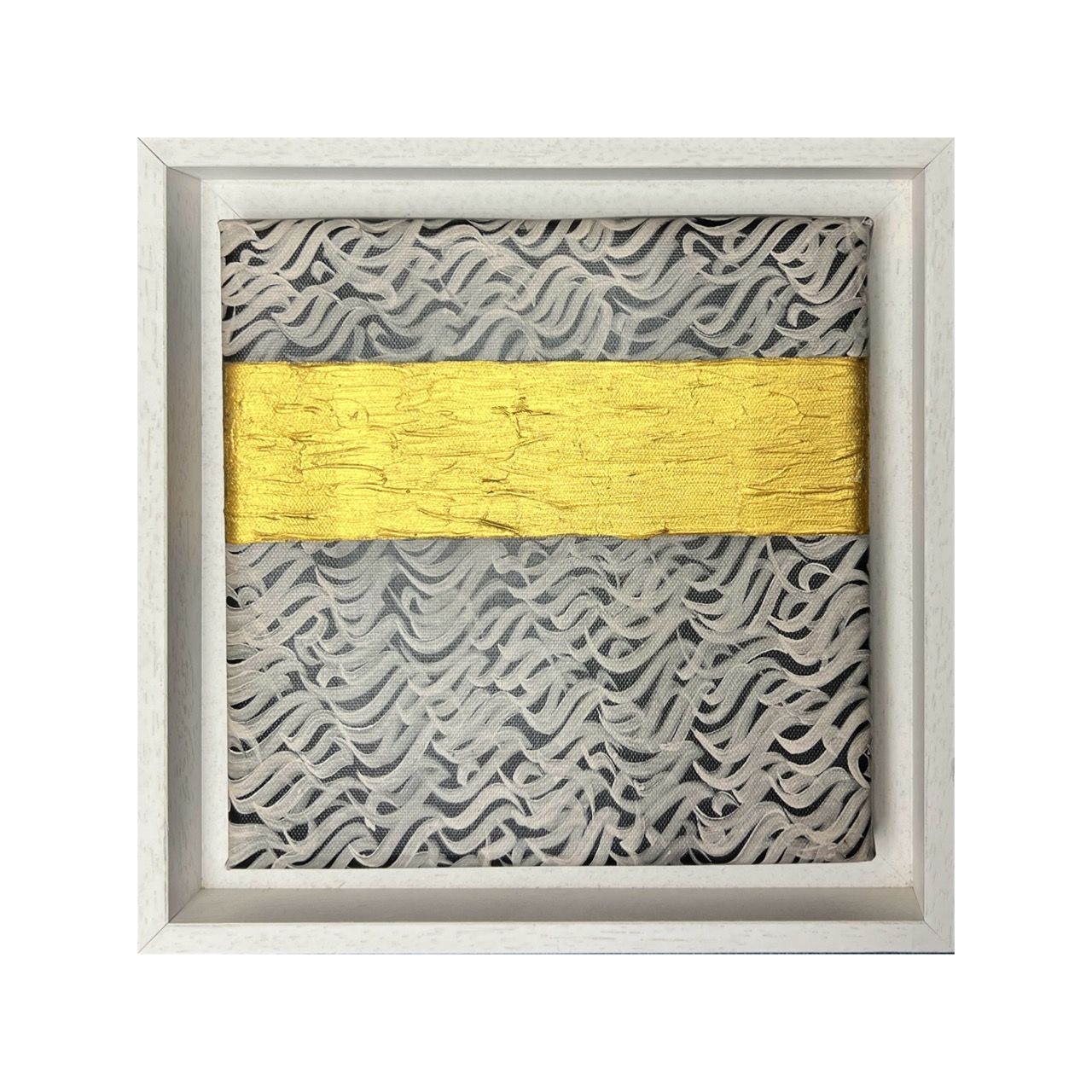 Kaaba Gold Leaf Textured Oil Painting – “Huwa ar-Rahman” Arabic Calligraphy, Frame Colour: White